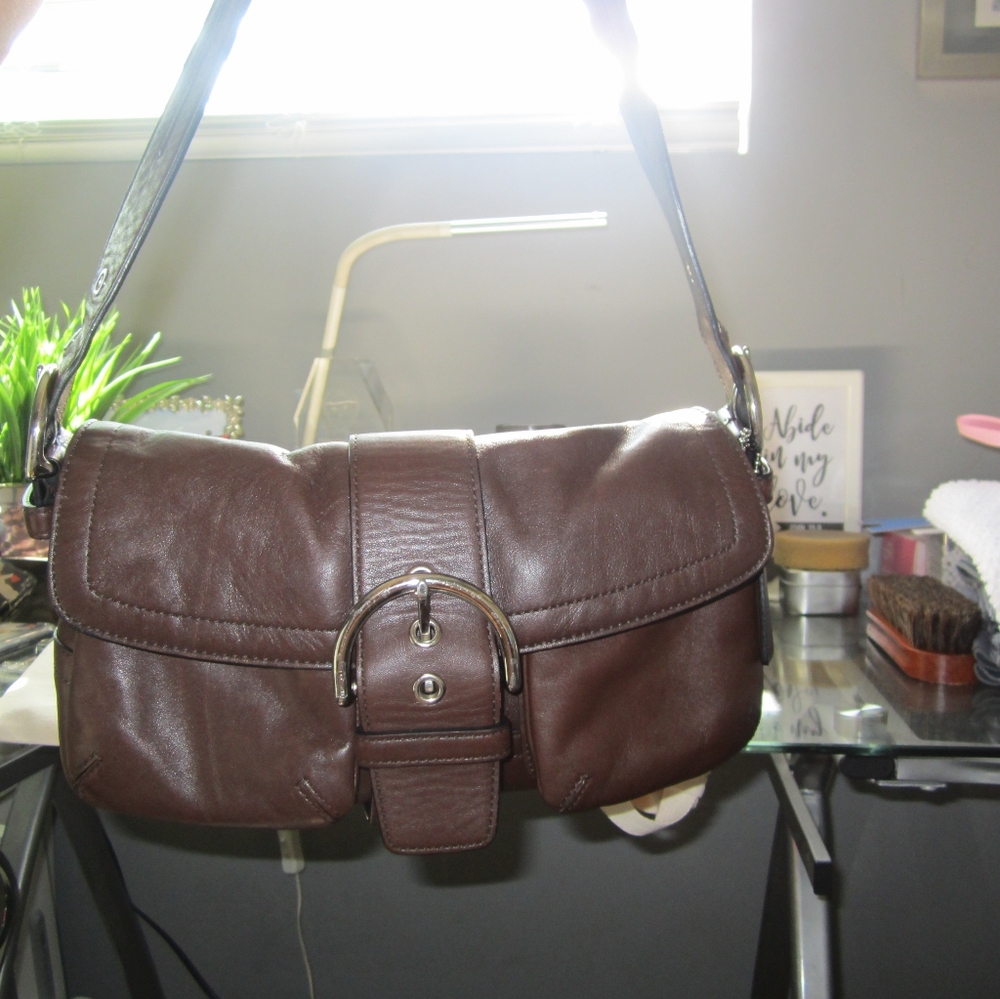 ☆ SOLD ☆ Brown Coach Soho Pocket Buckle Flap  #COACH3653